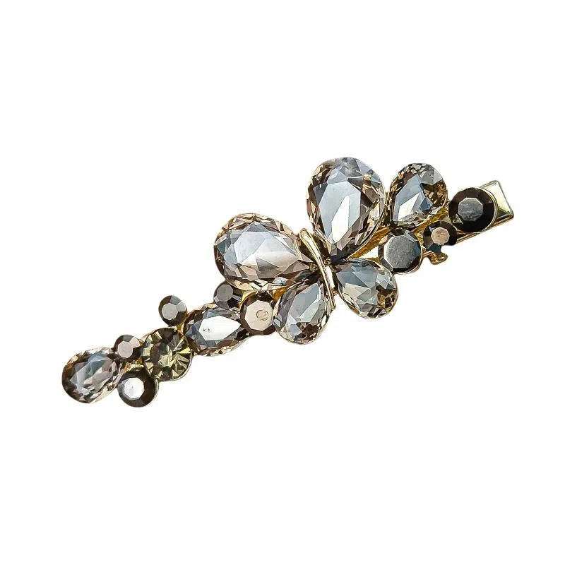 简应舒 双蝶一字夹碎发刘海夹前额边夹侧边夹子头饰 合金+仿钻 发夹 女款