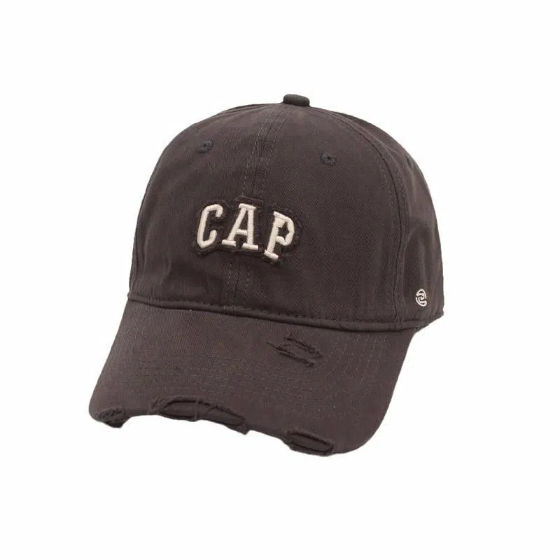 祎步康 韩版做旧破洞遮阳 户外出游易搭时尚帽子 棉 鸭舌帽 男女同款情侣款