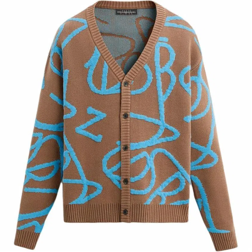 ZARA x ANDERSSON BELL SS25 Jacquard Knit Cardigan Brown