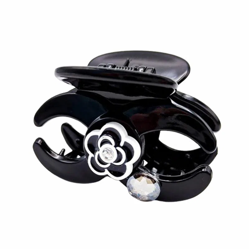 简应舒 玫瑰花发抓中号盘发抓夹后脑勺鲨鱼夹发饰 合金+仿钻 发夹 女款