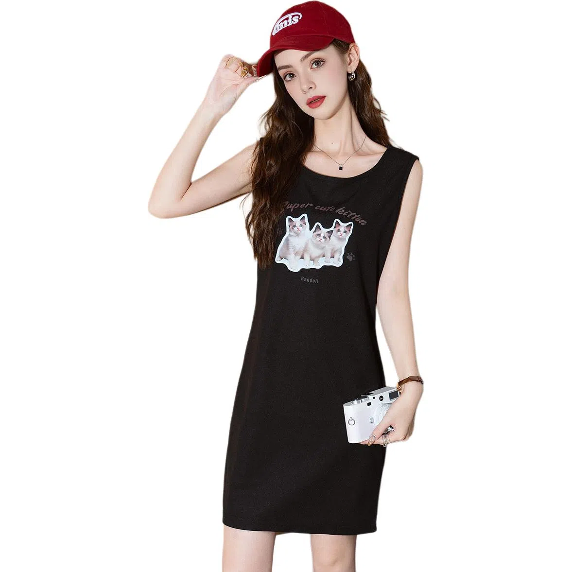 法文箱子 休闲百搭简约无袖连衣裙 女款