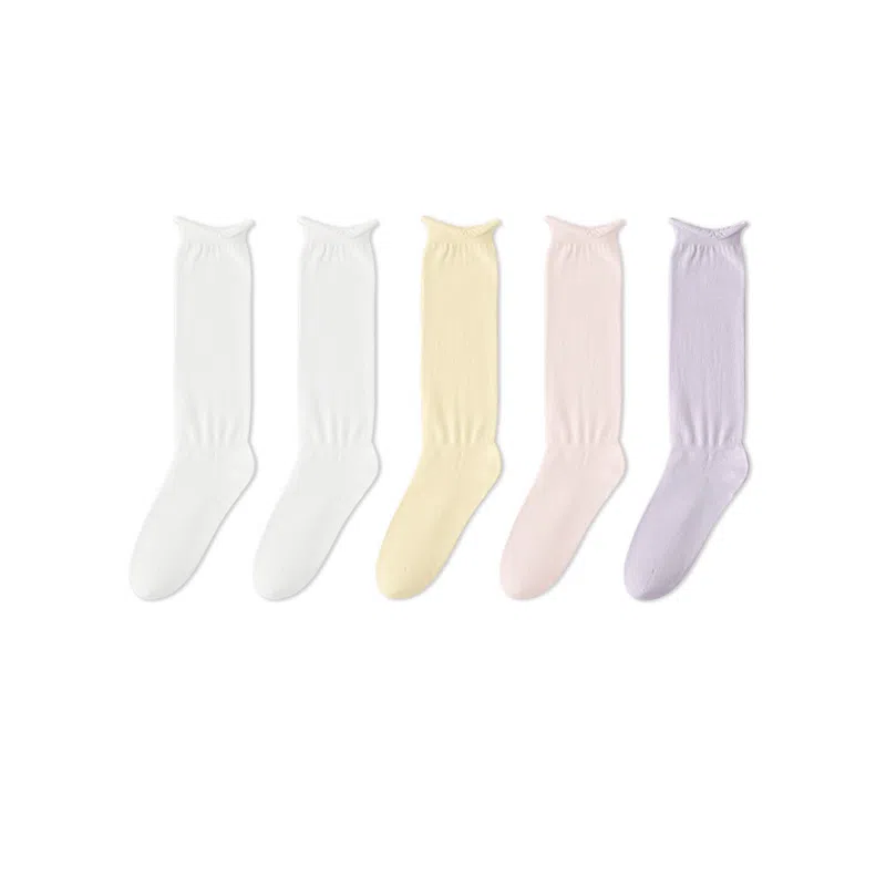 亲相见 抗起球防臭无骨月子透气堆堆袜中筒袜 女款 组合装