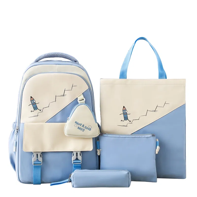 彤彤兔   韩版森系大容量四件套时尚百搭 尼龙 双肩包组合装 男女同款情侣款 粉色/绿色/紫色/黑色/蓝色