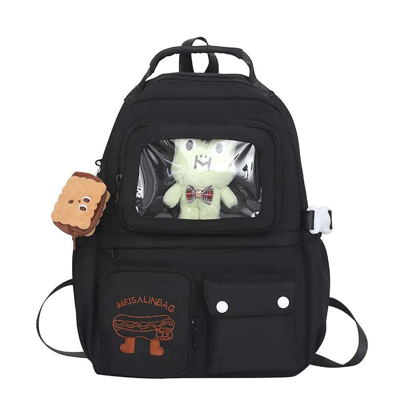 彤彤兔 简约时尚 尼龙 双肩包 女款 米白色\黄色\蓝色\黑色