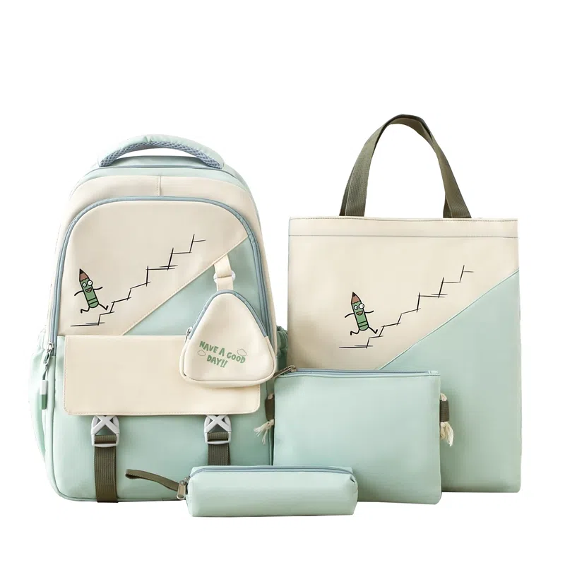 彤彤兔   韩版森系大容量四件套时尚百搭 尼龙 双肩包组合装 男女同款情侣款 粉色/绿色/紫色/黑色/蓝色