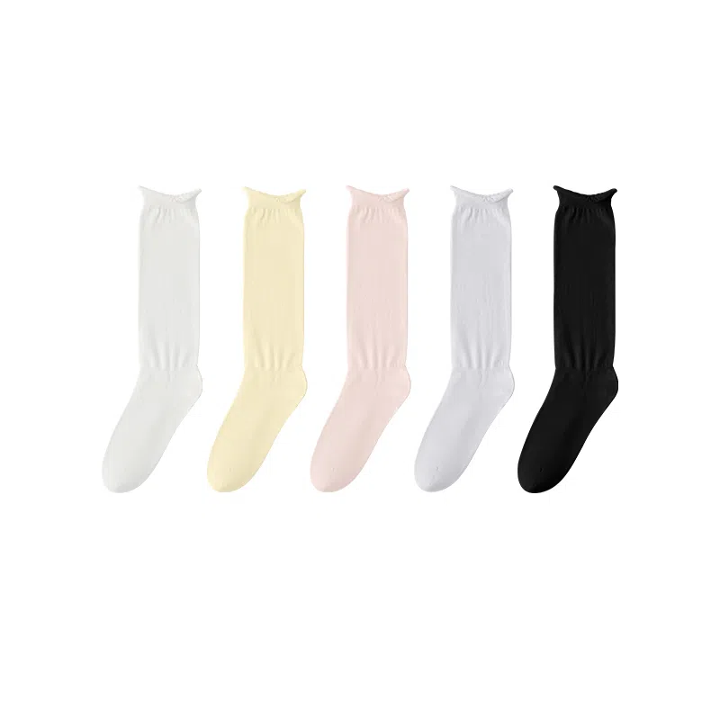 亲相见 抗起球防臭无骨月子透气堆堆袜中筒袜 女款 组合装