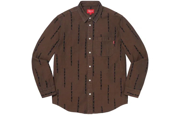 Supreme FW20 Week 15 Logo Stripe Jacquard Denim Shirt Logo