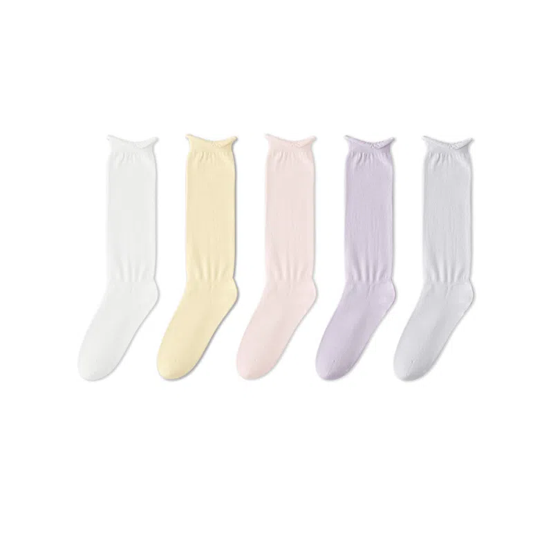 亲相见 抗起球防臭无骨月子透气堆堆袜中筒袜 女款 组合装