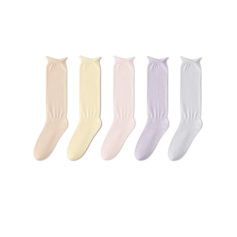 亲相见 抗起球防臭无骨月子透气堆堆袜中筒袜 女款 组合装