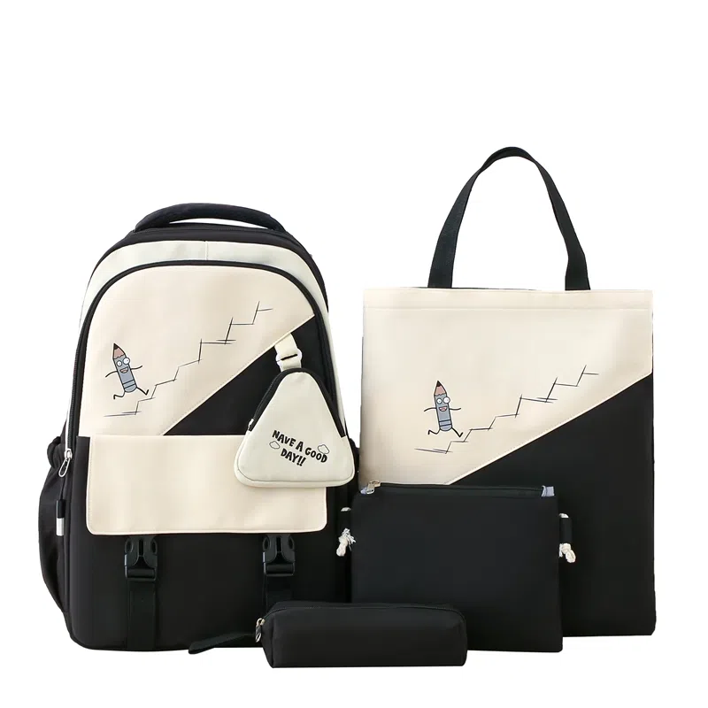 彤彤兔   韩版森系大容量四件套时尚百搭 尼龙 双肩包组合装 男女同款情侣款 粉色/绿色/紫色/黑色/蓝色