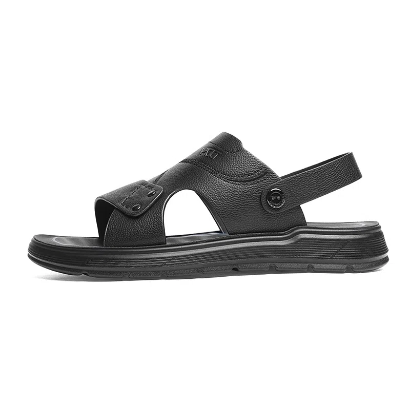 红蜻蜓 牛皮革 舒适两穿 平底一脚蹬 沙滩凉鞋 男款