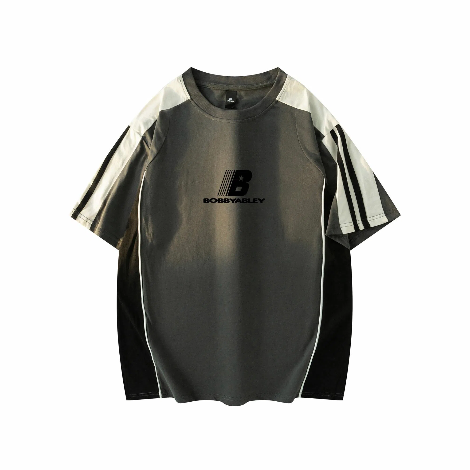 BOBBY ABLEY Retro Logo Striped Tee