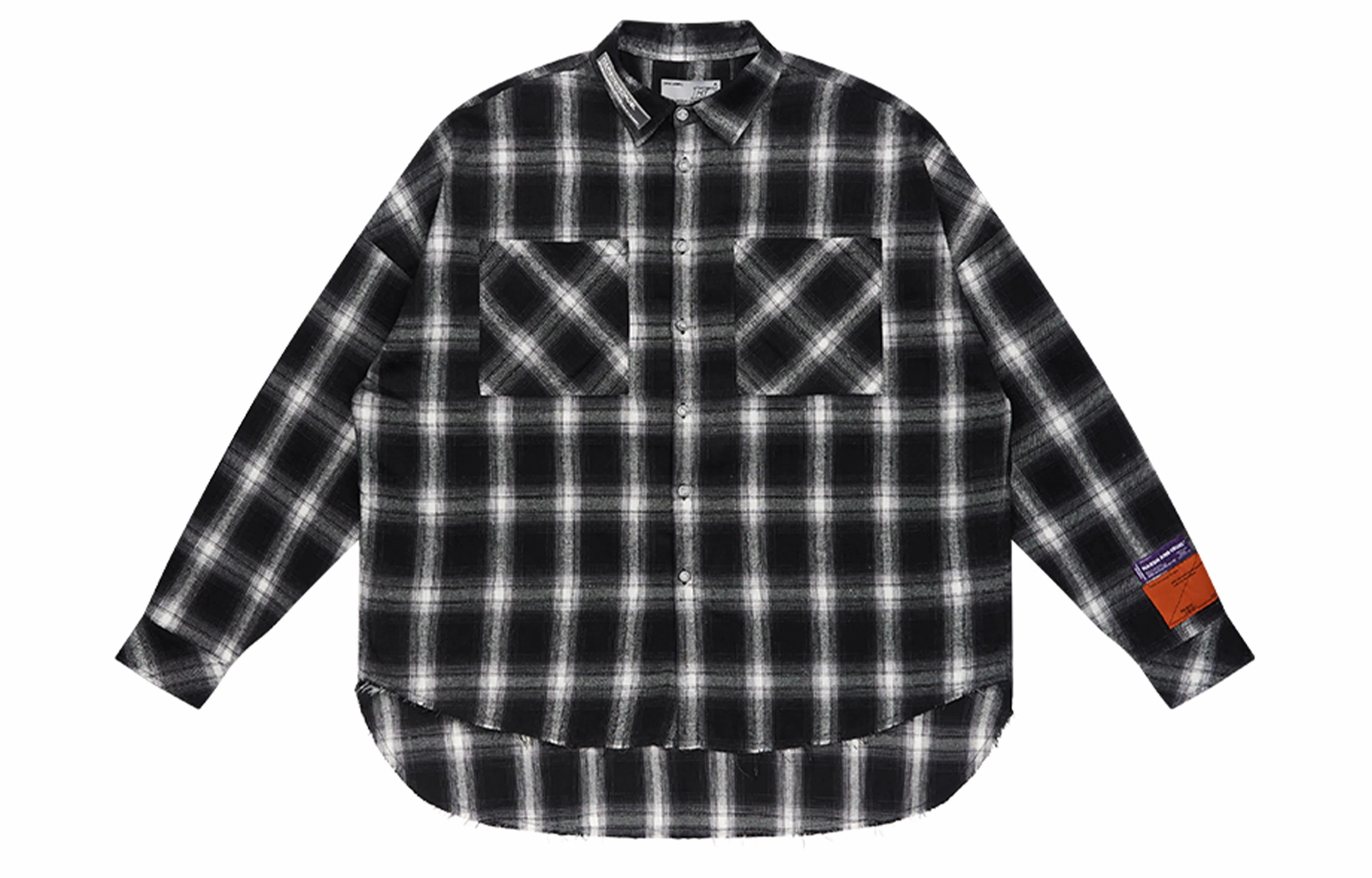 HARSH AND CRUEL Oversized Flannel Shirt Black White Plaid