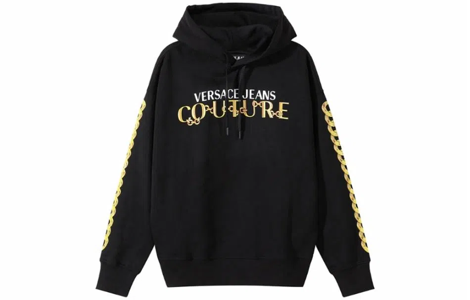 Versace Jeans Couture SS24 Colorblock Logo Hoodie Black