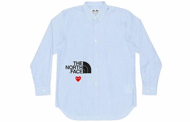 CDG Play x The North Face "Play Together" Blue Striped Logo Shirt