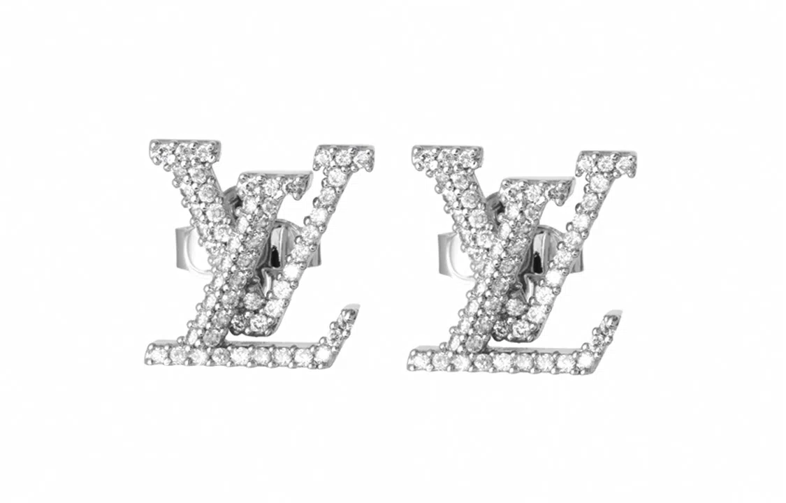 Louis Vuitton LV Logo Earrings Silver
