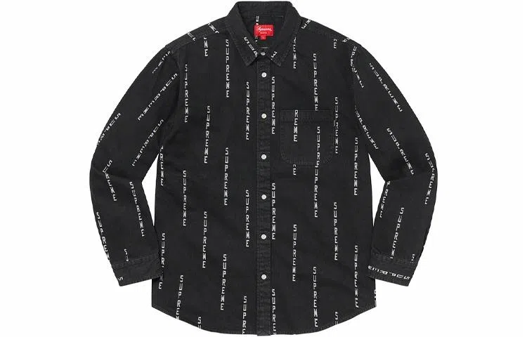 Supreme FW20 Week 15 Logo Stripe Jacquard Denim Shirt Logo
