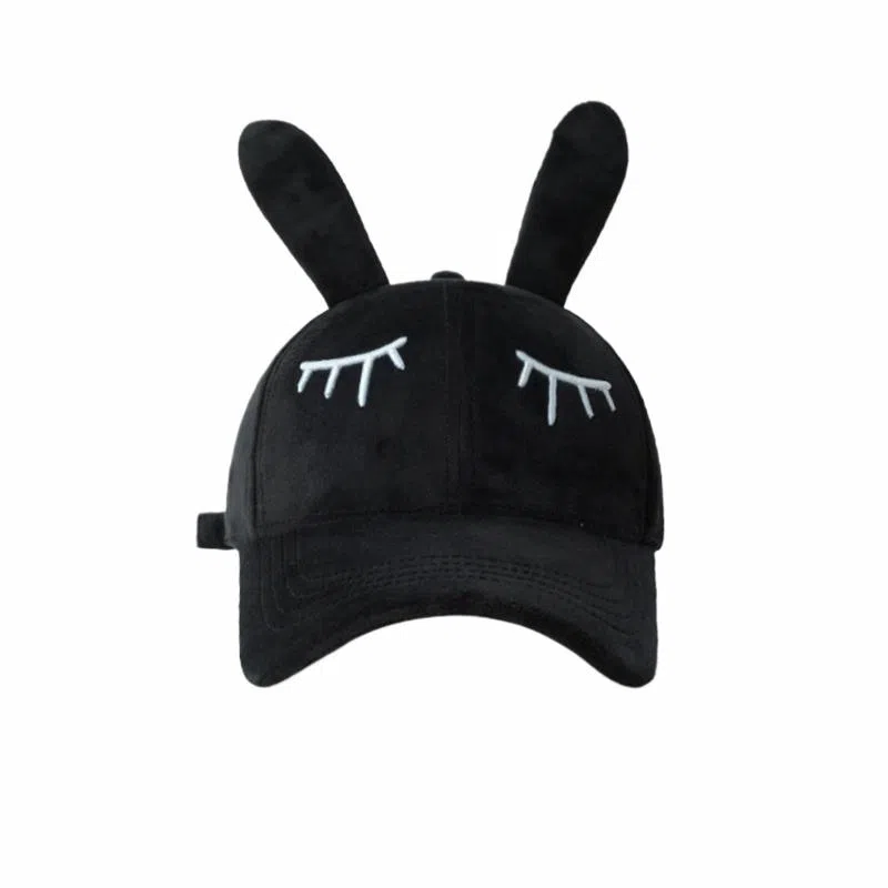 甜美可爱兔耳朵棒球帽秋冬季韩版学院风丝绒保暖 涤纶 鸭舌帽 女款