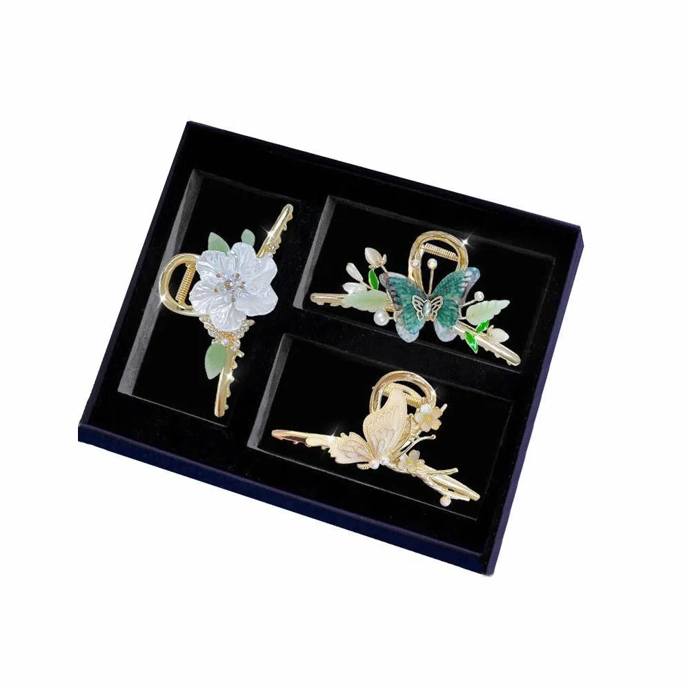 缔晶 森系清新蝶恋花鲨鱼 花语浪漫时尚通勤 合金 发夹 女款