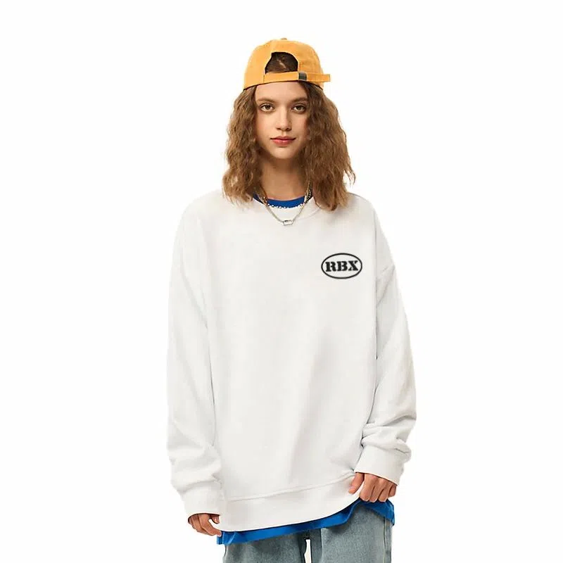 人本 字母简约印花百搭宽松长袖落肩袖套头圆领卫衣 男女同款