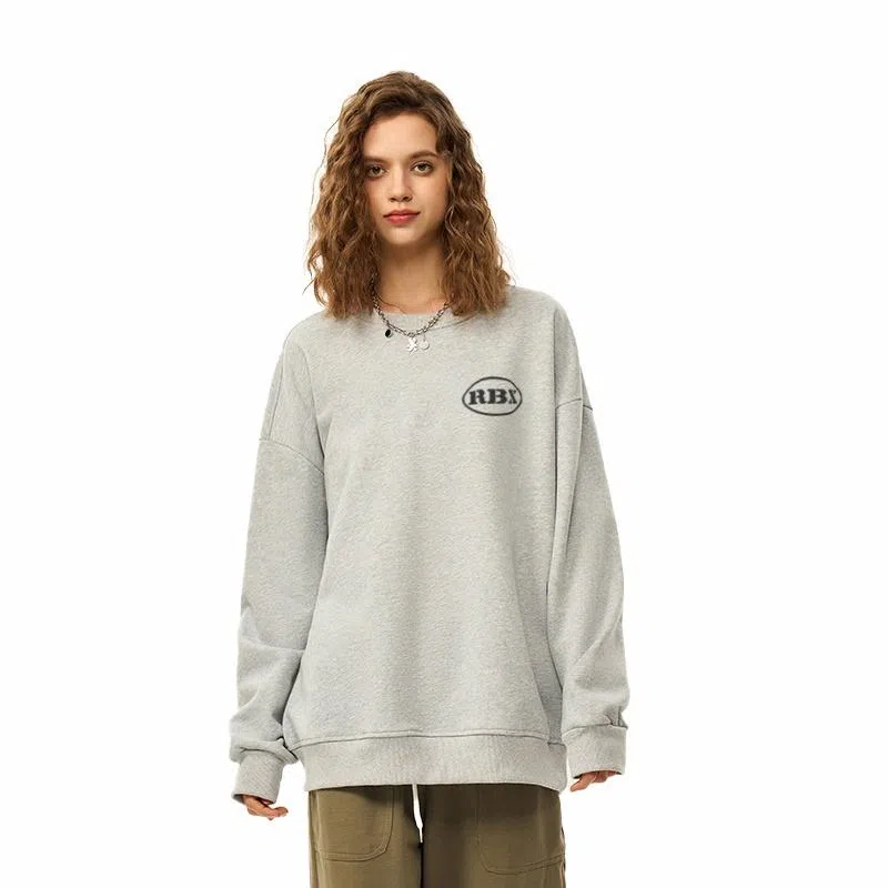 人本 字母简约印花百搭宽松长袖落肩袖套头圆领卫衣 男女同款