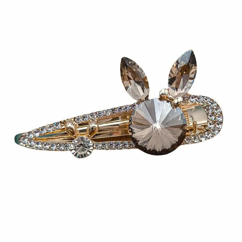 简应舒 兔子一字夹碎发刘海夹前额边夹侧边夹子头饰仿钻 合金 发夹 女款