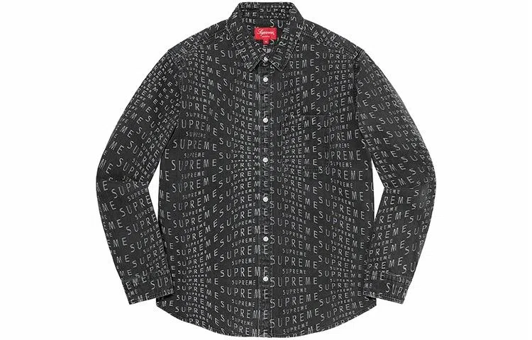 Supreme Week 11 Warp Jacquard Logos Denim Shirt