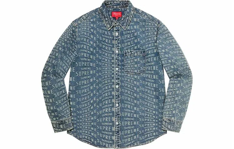 Supreme Week 11 Warp Jacquard Logos Denim Shirt