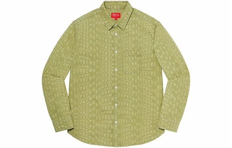 Supreme Week 11 Warp Jacquard Logos Denim Shirt