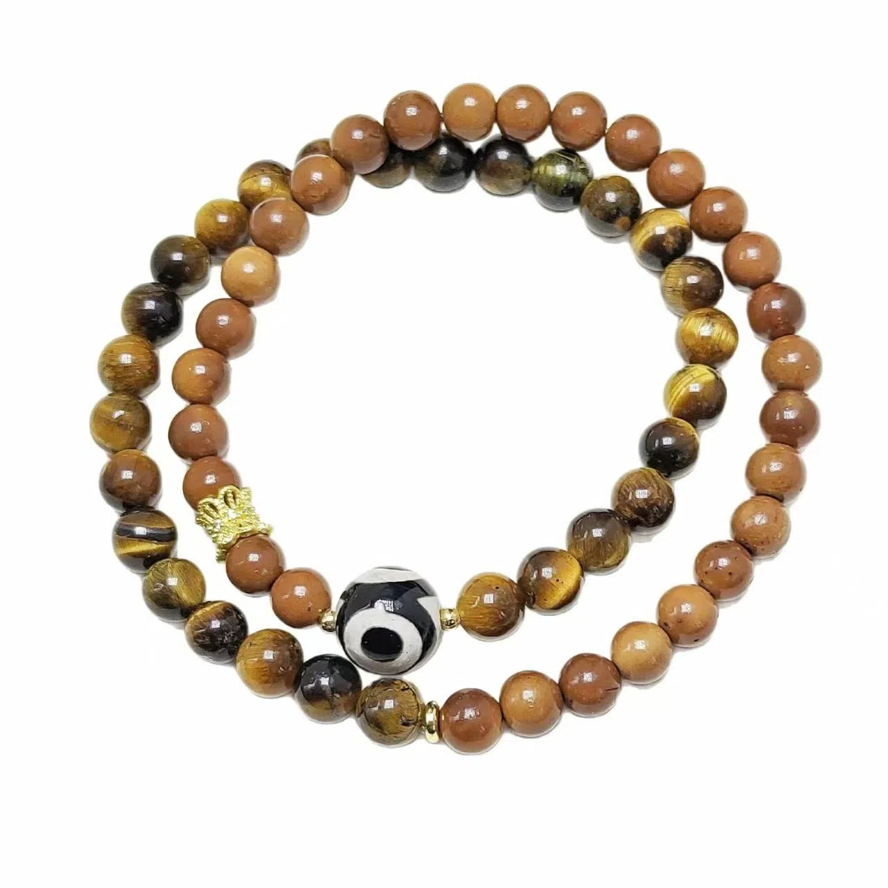 【水逆退散】 指尖瑰宝 平安健康吉祥如意诸事顺遂时来运转中式复古双圈叠戴 虎眼石 手串 男女同款情侣款