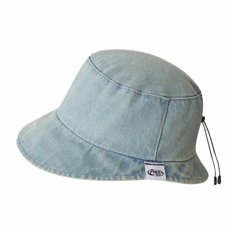 浪莎 前长后短牛仔休闲百搭遮阳防晒宽檐大头围显脸小太阳 棉 渔夫帽 男女同款情侣款