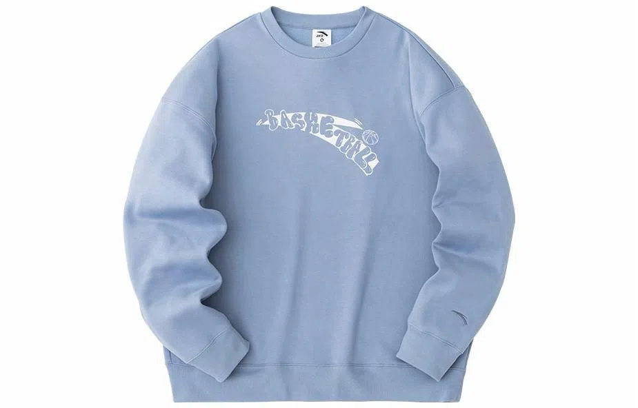 Anta Basketball Logo Crewneck Sweatshirt Grey Blue