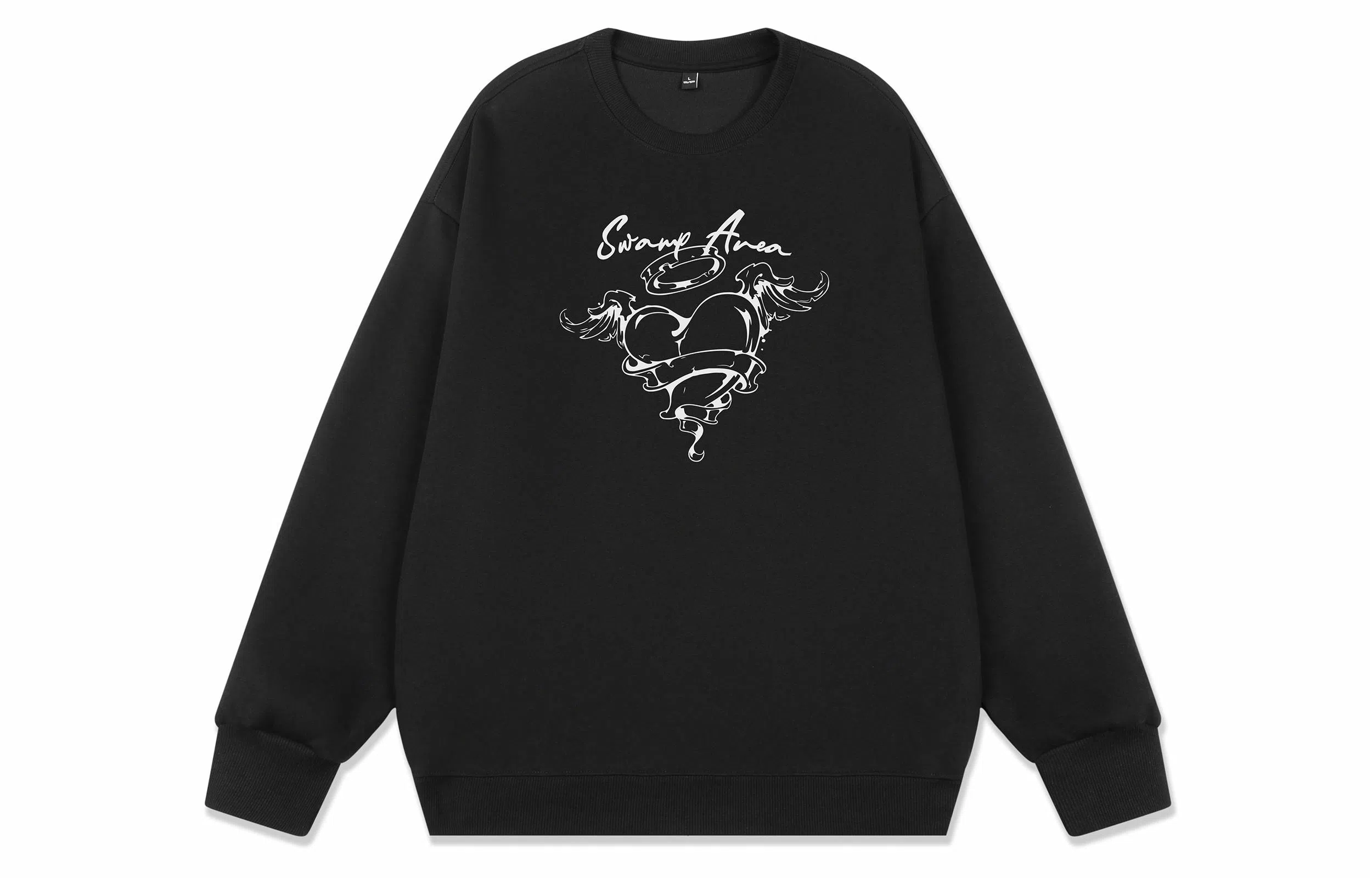 SWAMP AREA Wings Heart Letter Print Sweatshirt