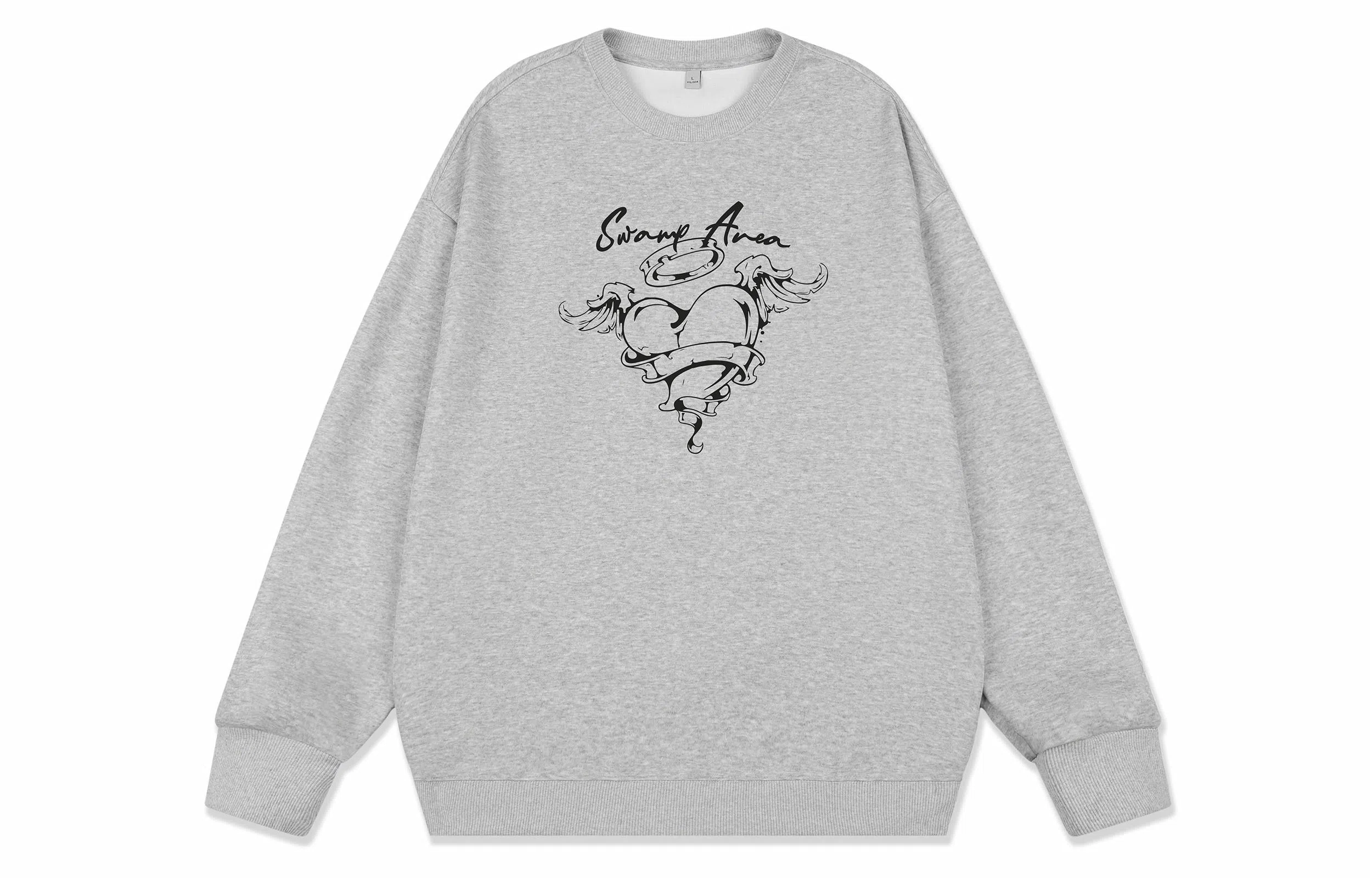 SWAMP AREA Wings Heart Letter Print Sweatshirt