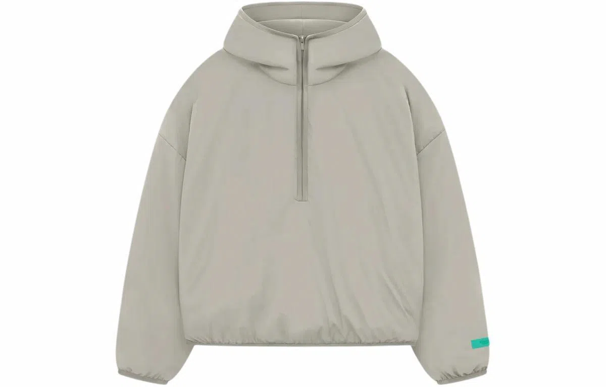 Fear of God Essentials SS24 Nylon Filled Halfzip Hoodie Seal Gray