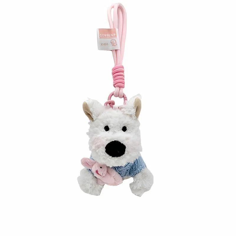 丹琴 西高地潦草小狗 学生书包包卡通可爱公仔玩偶钥匙扣创意 毛绒 挂件 男女同款情侣款