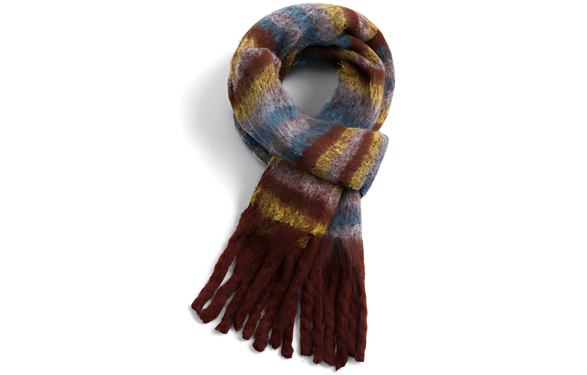 优幽兰 秋冬防风防寒彩虹大蓬松经典款百搭时尚马海毛两用氛围感学生保暖小众简约 绒线围巾 披肩 女款