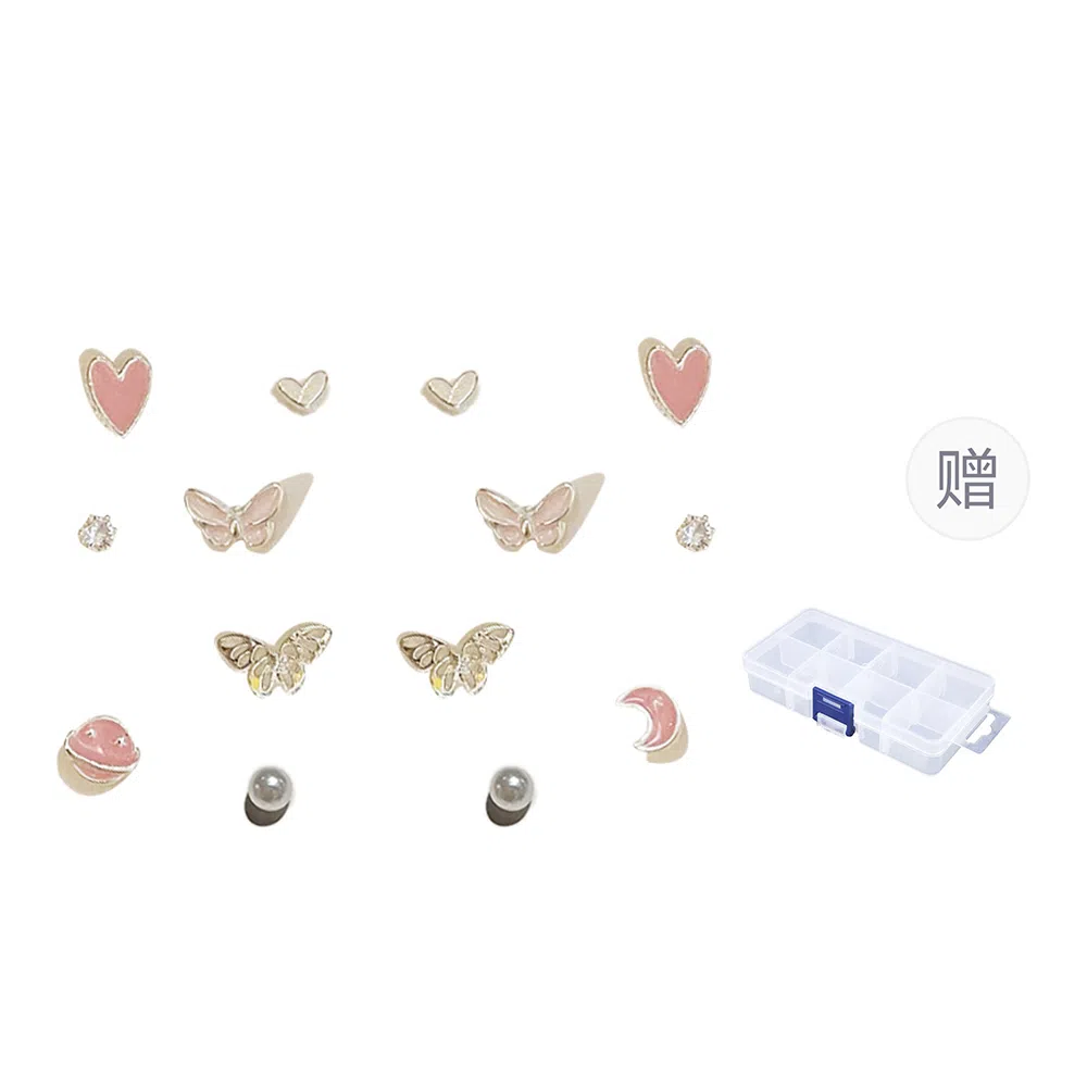 【七对套装组】 希遇 养耳洞 一周不重复百搭通勤 爱心四叶草 小清新甜美少 女心 轻奢小众高级感 精致小巧礼盒装 合金 耳钉 女款