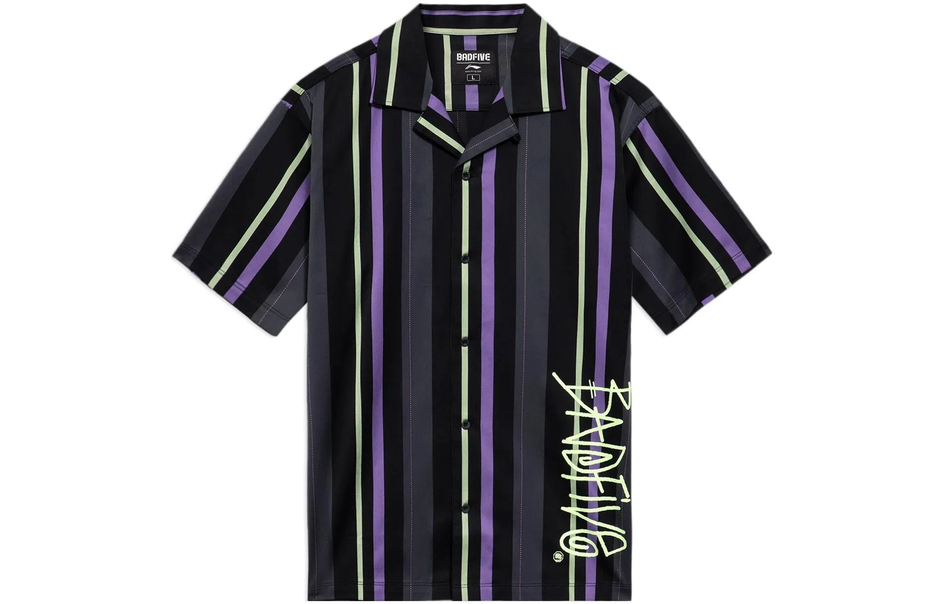 LiNing Striped Cotton Relaxed Shirt Black