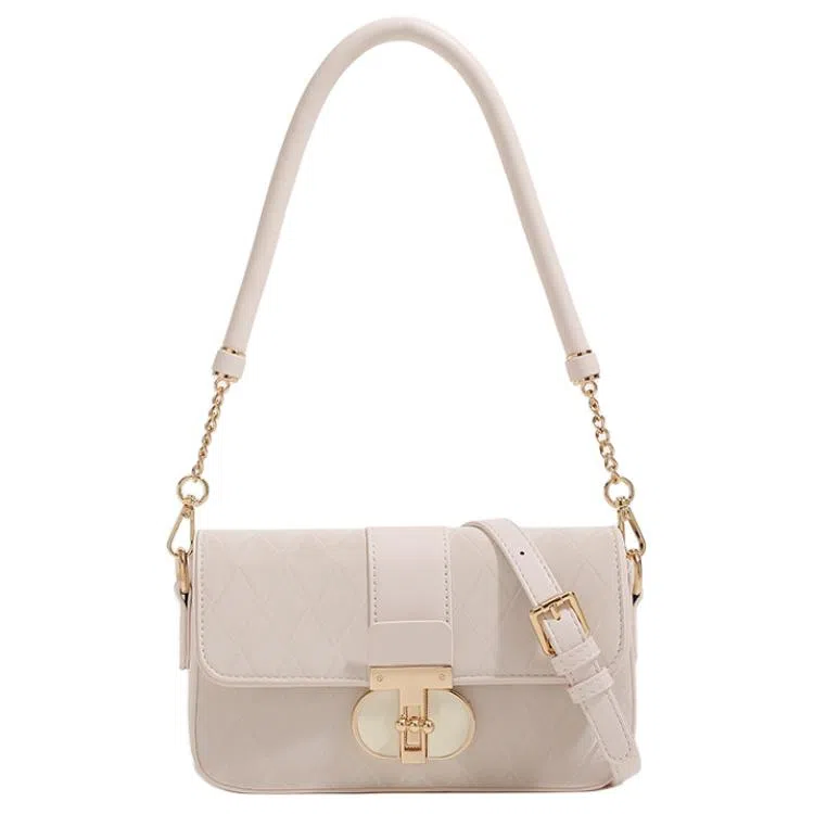 老人头 夏季高级感小众设计精致简约百搭链条小方包 人造革 单肩腋下斜挎手提包 常规 女款 粉色