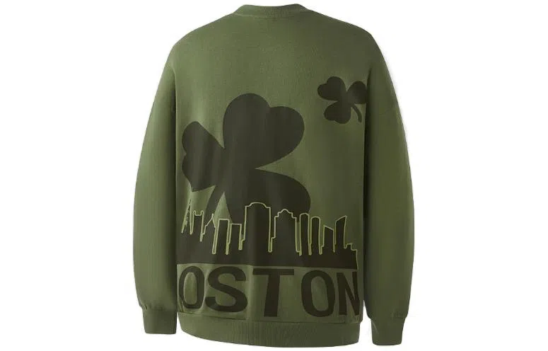 NBA Boston Celtics Letter Print Crewneck Sweatshirt Green