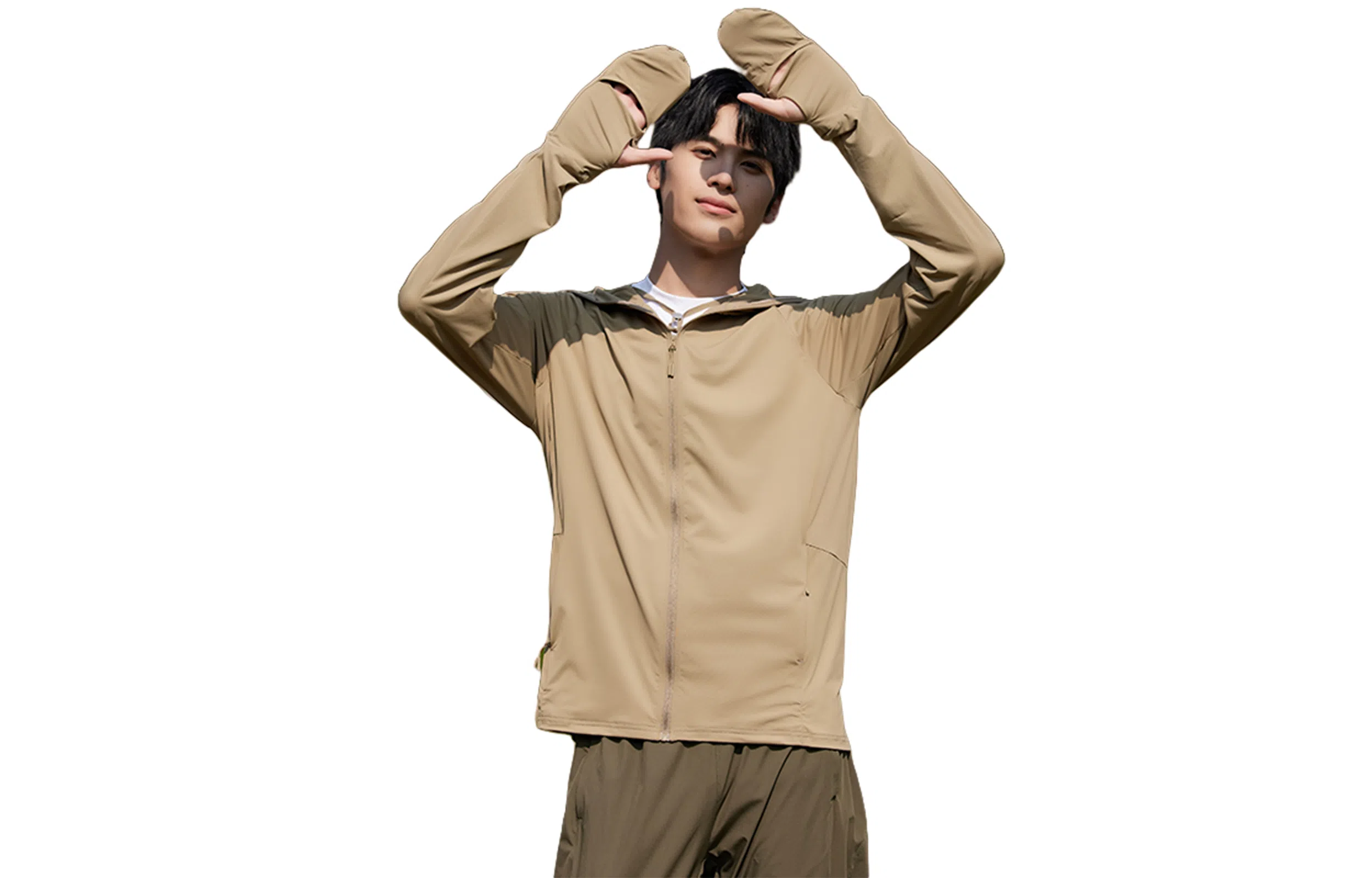 木林森 连帽百搭纯色舒适长袖防晒服 男女同款