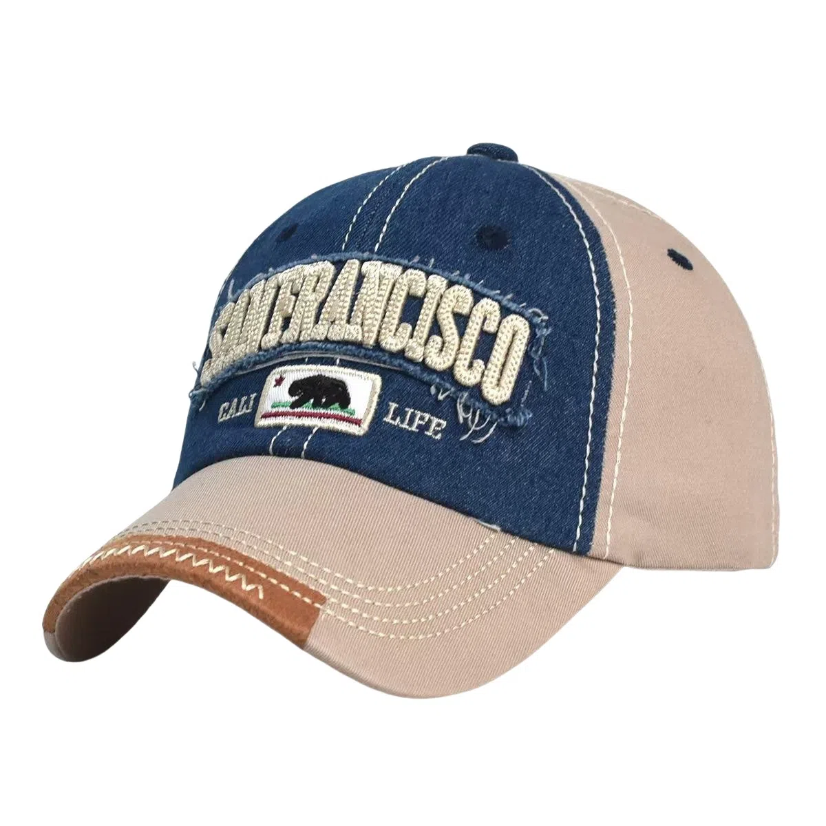 尚先生 百搭显脸小春夏季美式复古拼色加大加深宽檐刺绣字母休闲大头围 聚酯纤维 鸭舌帽草帽 男女同款情侣款