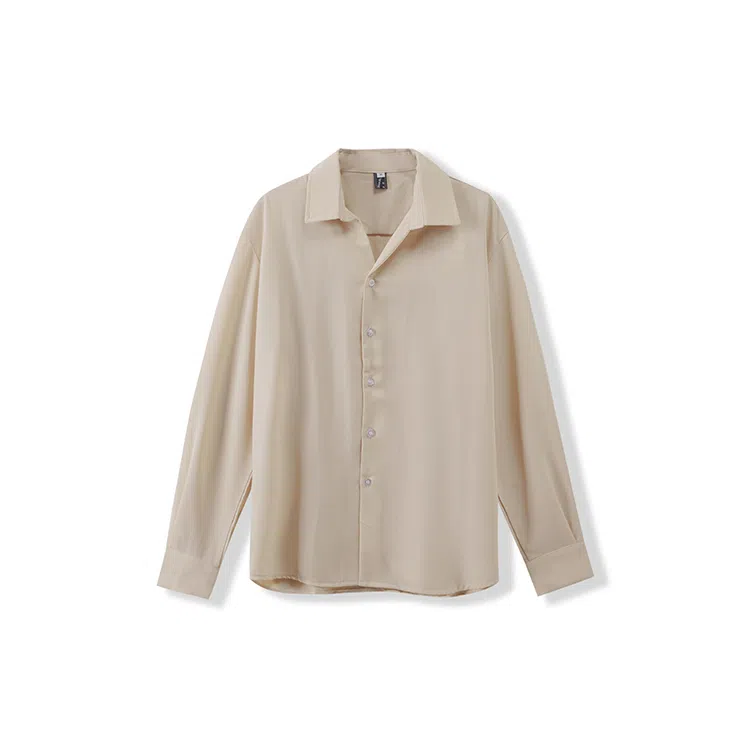 我是大卫 气质柔软亲肤透气轻商务通勤纯色尖领长袖衬衫 男女同款