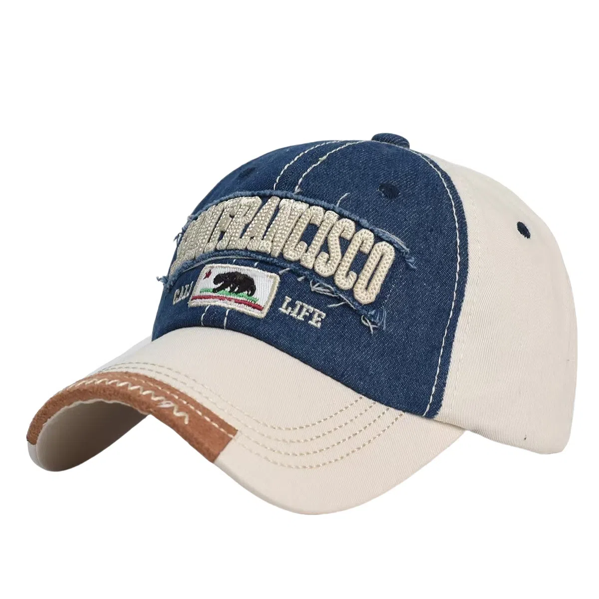 尚先生 百搭显脸小春夏季美式复古拼色加大加深宽檐刺绣字母休闲大头围 聚酯纤维 鸭舌帽草帽 男女同款情侣款