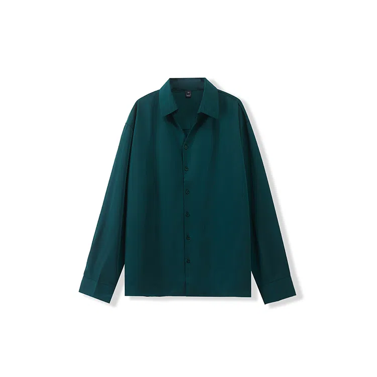 我是大卫 气质柔软亲肤透气轻商务通勤纯色尖领长袖衬衫 男女同款