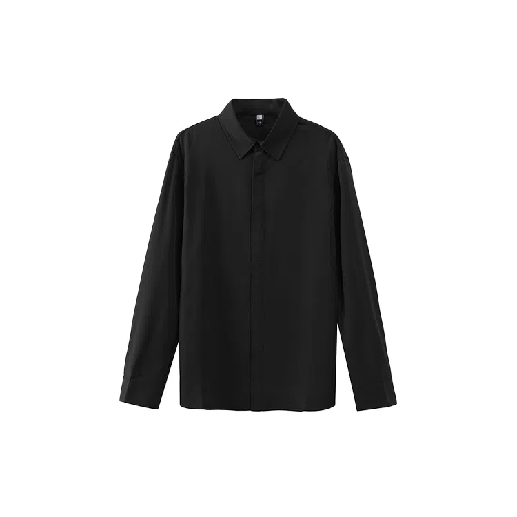 我是大卫 纯色透气百搭通勤单排扣长袖衬衫 男女同款