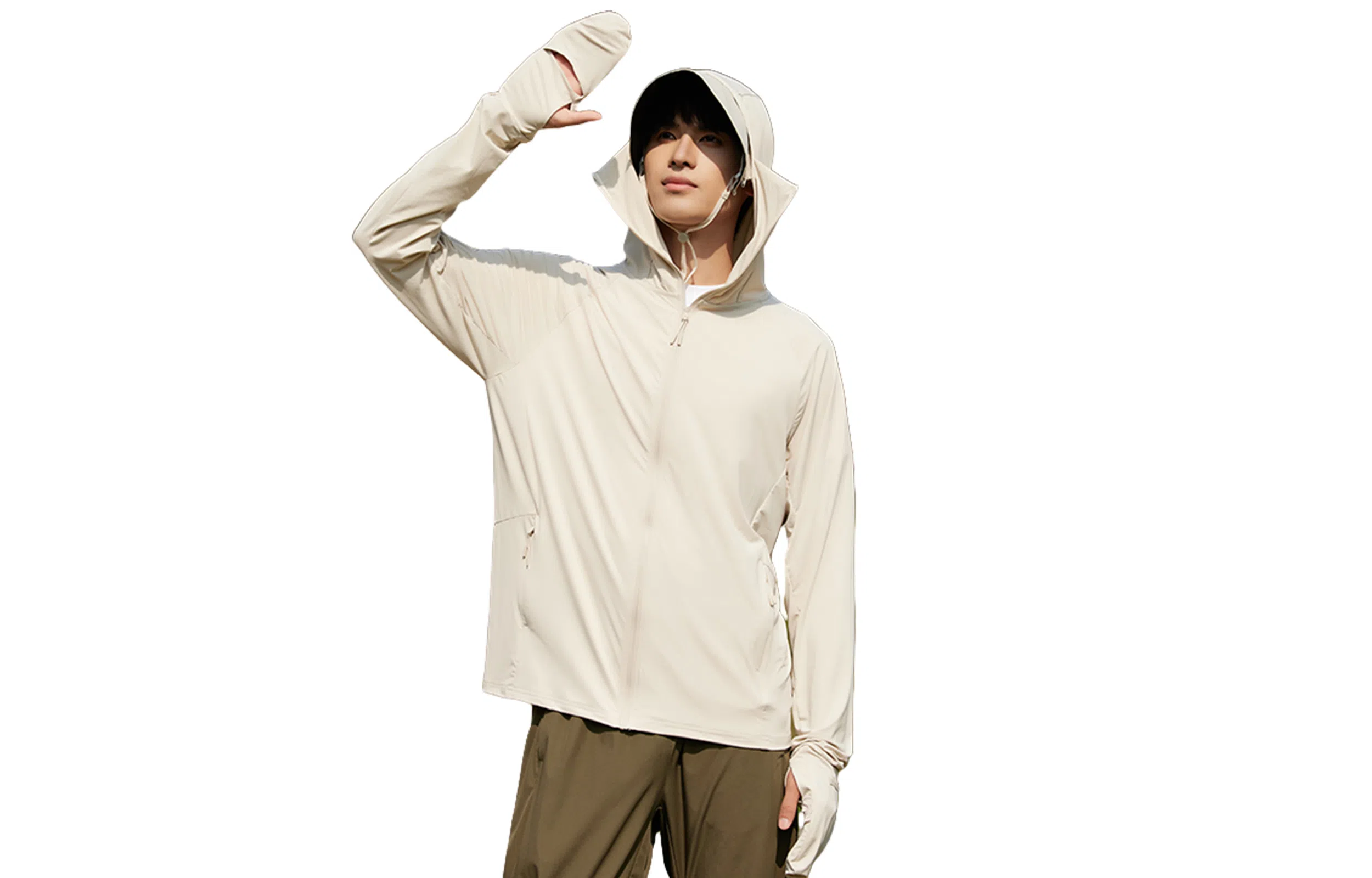 木林森 连帽百搭纯色舒适长袖防晒服 男女同款