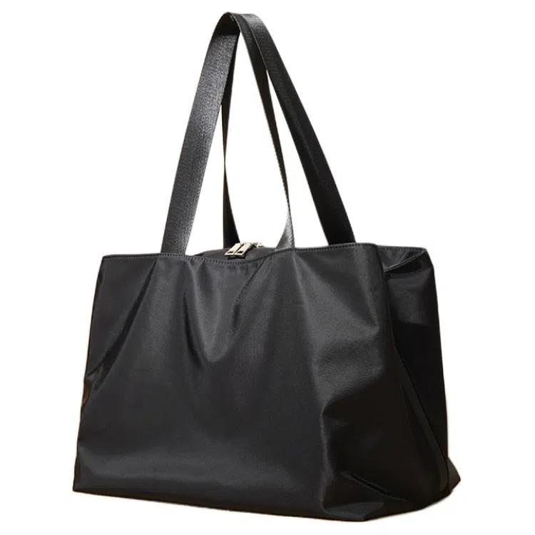 恒源祥 时尚轻便百搭托特包复古通勤腋下包 牛津布 手提单肩包 男女同款情侣款 黑色