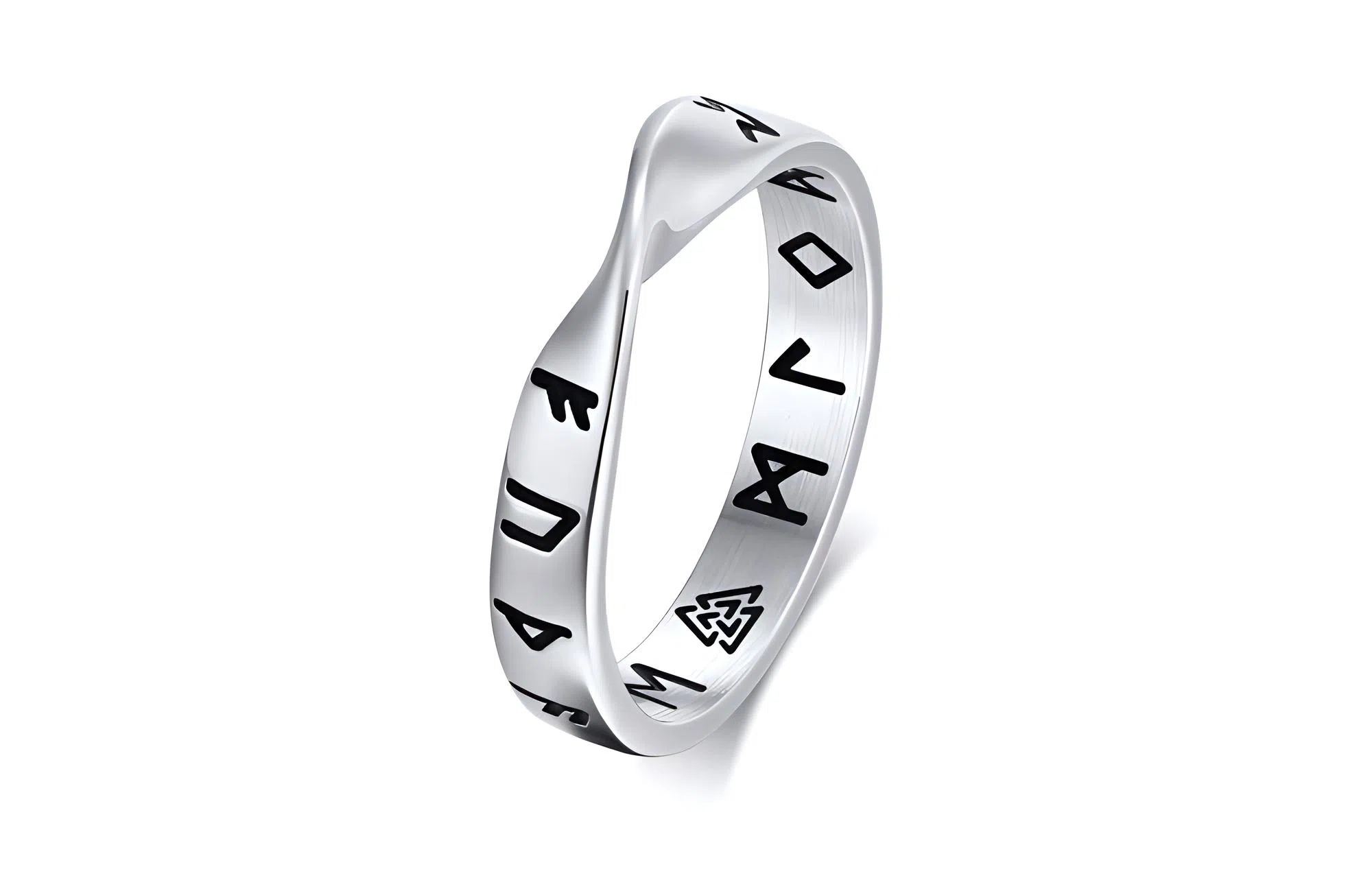 恋朵 潮流莫比乌斯戒指 个性设计小众高级感维京卢恩符文钛钢戒指 男女同款 钢色